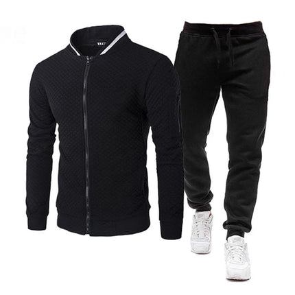 Men's Autumn Winter Tracksuit Zipper Hoodie and Pants 2 Piece Casual Sportswear Jogger Running Suit Fitness Sweatshirt Cardigian