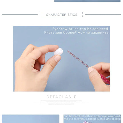 Reusable Eyebrow Brush Tube Eye Lash Brush Replaceable Mascara Wands Dust-proof Sparkling Diamond Eyelash Extension Makeup Tools