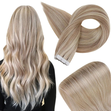 Full Shine Tape In 100% Remy Human Hair Straight Double Sided Blonde Comfortable Silky Natural Tape ins For Women