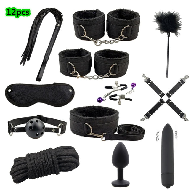 Bondage Set Sex Toys BDSM Handcuffs Vibrator Anal Plug SM Whip Erotic Toys Adult Games Sex Shop Harness Sexy Toys For Couples