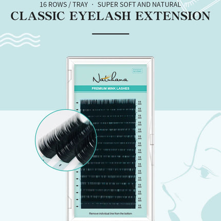 NATUHANA 16Rows B C cc D Eyelash Extensions Individual False Cilio Natural Soft Mink Lashes High Quality Matte Fake Eyelashes