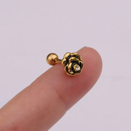 1PC Gold/Silver Color New Design Cz Curved Bar Cartilage Earring Conch Piercing Helix Stud Ear Piercing Jewelry