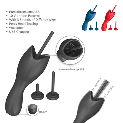 Male Penis Pump Vibrator Urethra Stick Expansion Glans Massage Stimulator Penis Plug Masturbation Cup Erotic SM Sex Toys For Men