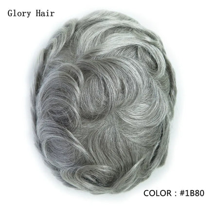 0.12-0.14mm Injected Thin Skin 130%Density Man Hair Prosthesis Human Hair Male Toupee Wig Adult Capillary Prosthesis Hair System