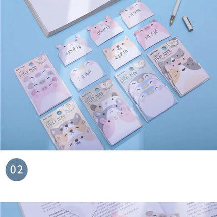 45Sheets/Pack Cartoon Sticky Notes Kawaii Penguin Pig Bear Cat Memo Pads Sticker Student Gifts Stationery School Office Supplies