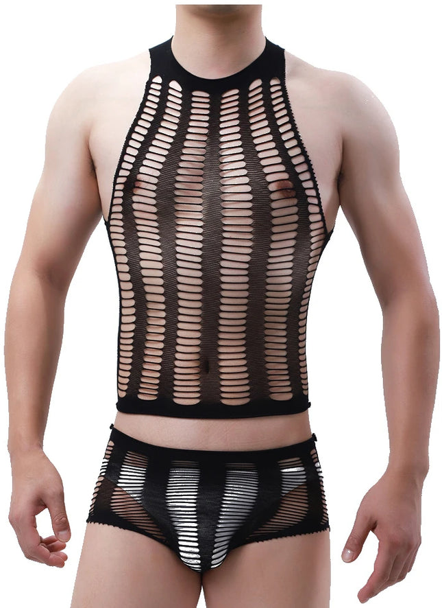 SHENGRENMEI Men's Fetish Bodysuits Men's Boyfriend Gifts Sexy Underwear Fishnet Lingerie Sissy Male Erotic Nightwear Dropshipping
