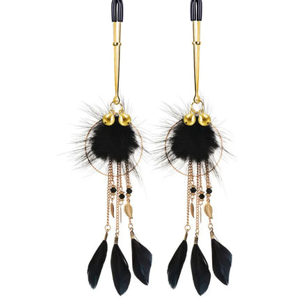 1 Pair Feather Metal Bells Nipple Clamps SM Nipple Ring Flirting Teasing Sex toys Bondage Kit Slave Bdsm Girl Exotic Accessories