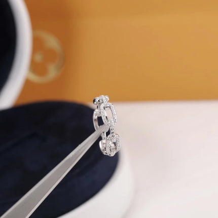 925 Sterling Silver Classic Link Chain Shape Simulated Diamond Stackable Ring for Women Crystal Zircon Engagement Rings
