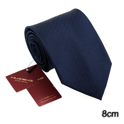 HUISHI 8CM 8 Styles Men's Solid Dark Blue Neck Tie 6cm Waterproof Jacquard Necktie Daily Wear Cravat Wedding Party For Men