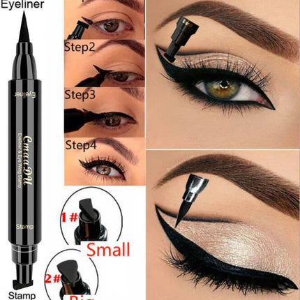 1pcs Big Double-headed seal eyeliner Waterproof and quick-drying black liquid eyeliner small lash glue pen Eye makeup cosmetic