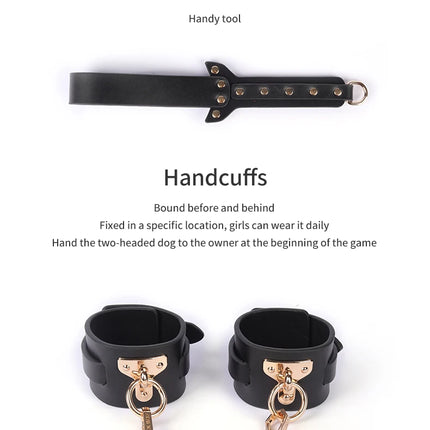 Luxury Genuine leather BDSM Kits Bed Bondage Set Restraint Handcuffs Collar Gag Erotic Sex Toys For Women Couples Adult Games