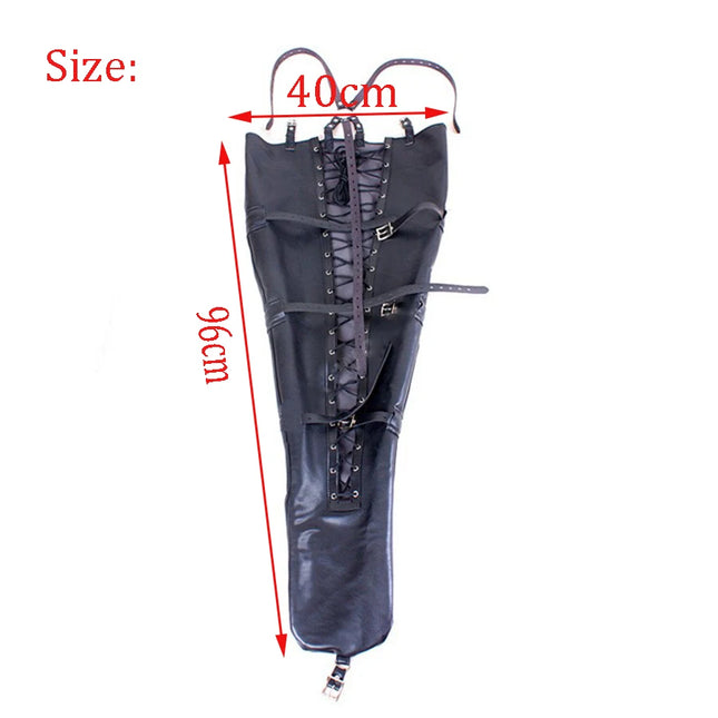BDSM Mermaid Restraint Bag Leather Straitjacket Fetish Half Body Bondage Legging Binder Slave Ankle Cuff Binding Erotic Sex Tool