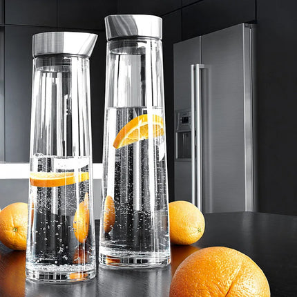 1000ML/1500ML Water Jug Thickened Glass Big Water Bottle with Stainless Steel Lid Carafe Boiling Wate Juice Pitcher Glass Bottle