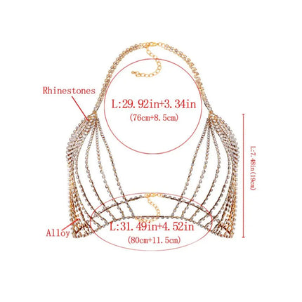 Rhinestone Bra Chain Beach Jewelry Body Shiny Crystal Bra Chest Beach Bralette Harness Bikini Body Chain Sexy Bra