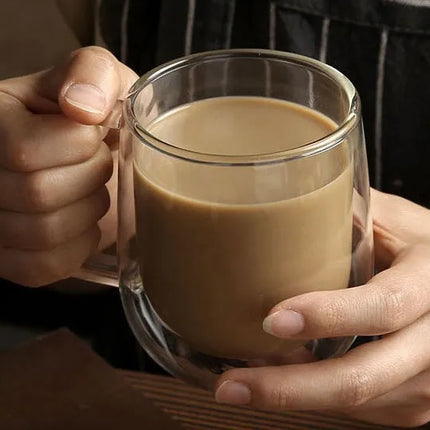 1-6PCS 80-450ML Heat Resistant Double Wall Tea Glass Cup Beer Coffee Handmade Creative Cold Beverage Transparent Drinkware Set
