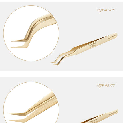 DeceMars  Eyelash Extension Tweezers Gold Color