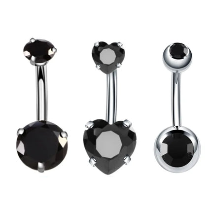 3PCS/Lot Surgical Steel Crystal Belly Button Piercing Set 14G Heart Belly Piercing Pack CZ Navel Ring Set Cute Belly Bar Bulk