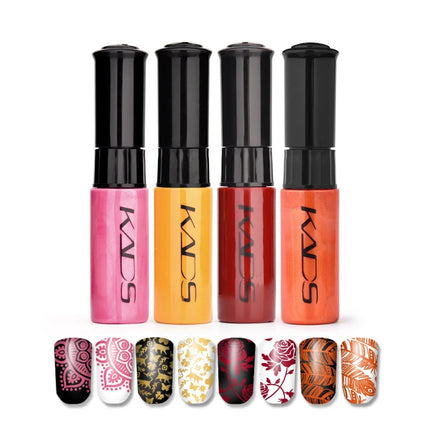 KADS 5/4 Pcs Stamping Varnish Set Nail Stamping Polish Kit Black Nail Art Polish Manicure Stamping Lacquer for Template Nails