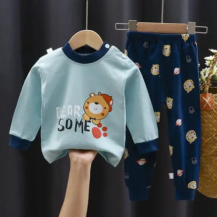 Kids Set Boy Pajamas Cotton Baby Cotton Clothing Children Autumn Clothes Pants Sets Home Clothes For Baby Infant Newborn Outfits