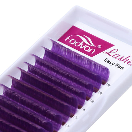Fadvan Colored Eyelashes Extension Easy Fanning Red Green Blue Brown Purple Colorful Auto Blooming Makeup Lashes 15-20mm Long