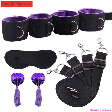 Sex Tools for BDSM Bondage Restraint Adult S&M Fetish Games Set Vibrator Handcuffs Ankle Bed Toys Kits for Couples