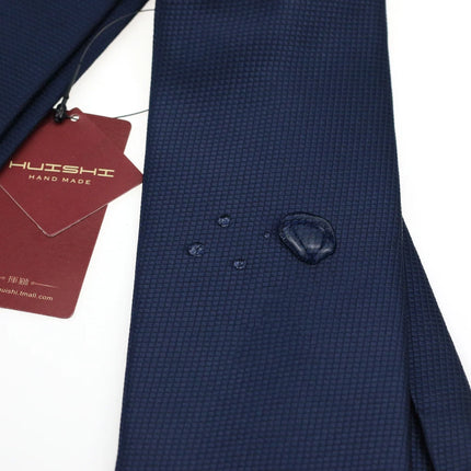 HUISHI 8CM 8 Styles Men's Solid Dark Blue Neck Tie 6cm Waterproof Jacquard Necktie Daily Wear Cravat Wedding Party For Men