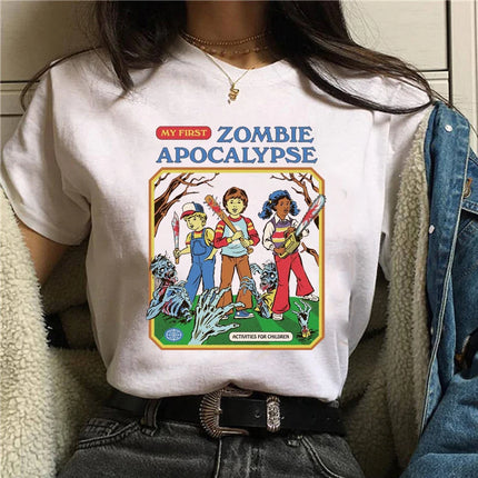 Harajuku Funny Female T-shirt Satan Vintage Graphic Tees Dogs Mommy Can We Keep Him Fashion Short Sleeve T Shirt Women Tops