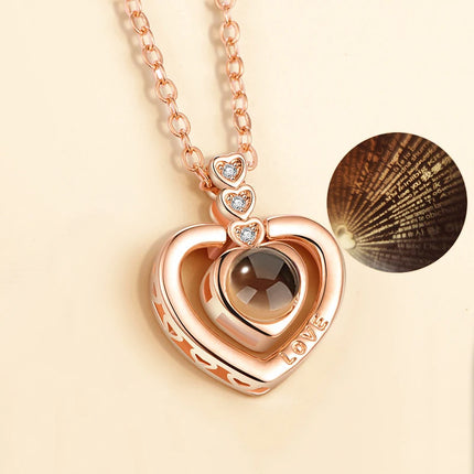 Letter Necklace 100 Languages I Love You Projection Pendant Necklace Women Jewelry Best Friends Collier Femme Bijoux Gifts