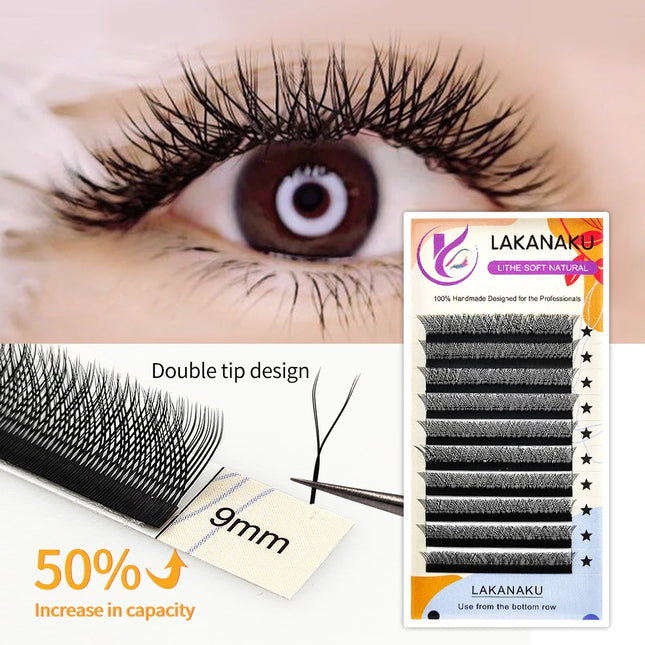 LAKANAKU Cilios YY Eyelash Extensions 6 Trays Eyelashes 0.07 C D 8-12 Mix YY Lashes Natural Soft Premade Fans Faux Cilios