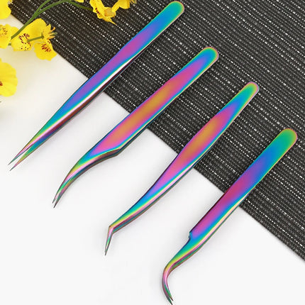 1 pcs Stainless Steel Eyelashes Tweezers Professional For Lashes Extension Eyebrow Tweezers Curved Straight Nipper Makeup Tools