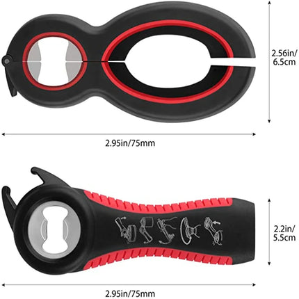 Jar Opener for Multifunctional  6-in-1 Bottle Opener Jar Lids Opener, 4-in-1 Jar Opener and Non Slip Lids Opener Gripper