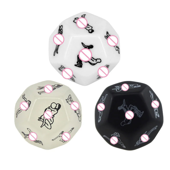 3pcs/set 12 sides Love Posture Sex Dice Fetish luminous dice Romance PositionAdult Games sex Toys Erotic Craps Pipe for Couples