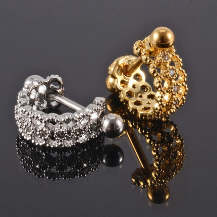 1pc Ear Tragus Cartilage Ring Stainless Steel Barbell With Cz Hoop Cartilage Cuff Piercing Helix Daith Rook Lobe Earrings