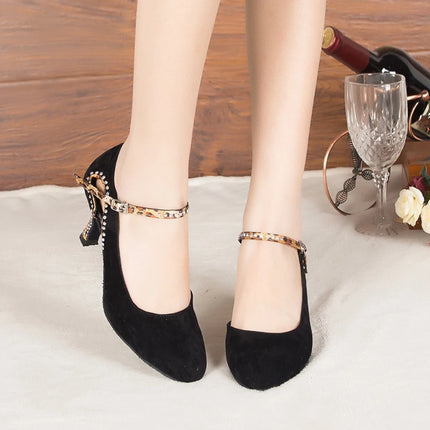 Latin Shoes Salsa Tango Sports Shoes Wedding Shoes Closed Toe Rhinestones Modern High Heels Blue Black