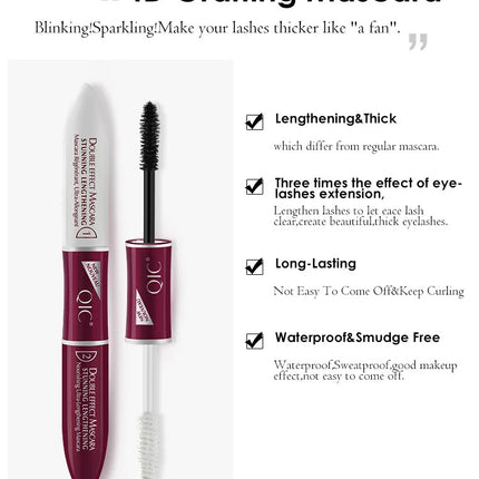 Double Head Lash Tint 4D Silk Fiber Makeup Mascara Eyelash Growth Liquid Long Thick Waterproof Long Lasting Natural Curling