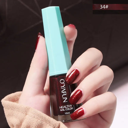 10Ml Solid Color Nail Polish Free Baking Long Lasting Waterproof Quick-Drying Non-Toxic Tasteless 40 Colors Sequins Nail Polish
