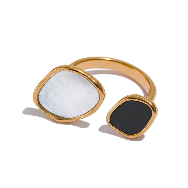 Yhpup Acrylic Shell Ring Jewelry 316L Stainless Steel Geometric Women Finger Ring Bagues Pour Femme Accessories Femme Gift