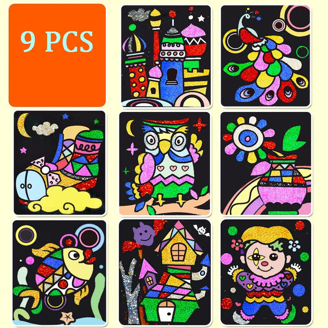 DIY Magic Rainbow Art Stickers Drawing Set Creative Drawing Toys Early Learning Educational Toys for Children Kids Handmade Gift