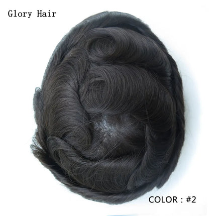 0.12-0.14mm Injected Thin Skin 130%Density Man Hair Prosthesis Human Hair Male Toupee Wig Adult Capillary Prosthesis Hair System