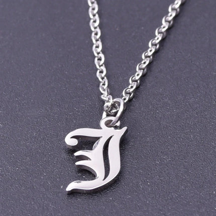 2pcs Stainless Steel Initial Necklace For Men Women Chain Old English Pendant 26 Letters Statement Necklaces Jewelry Couple Gift