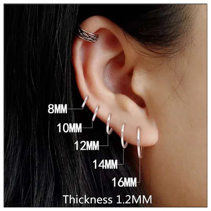 925 Sterling Silver Simple Ear Bone Hoop Earrings For Women Small Hoop Earrings Ear Bone Buckle Round Circle Earrings Hoops Gift
