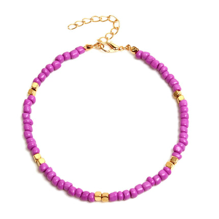 Bohemian Colorful Glass Beaded Anklet For Women Handmade Anklets on the leg Summer Beach Barefoot Jewelry Gift 21cm long,1 Piece