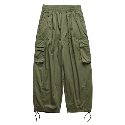 Multi-Pocket Oversized Cargo Pants Mens Casual Solid Thin Baggy Wide Leg Ankle Trousers Man Jogger Pants Harem Lantern Pants
