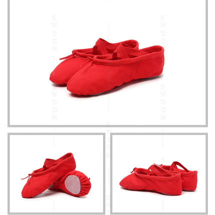 Girls Ballet Shoes Canvas Flat Ballet Dancing Slippers Dance Shoes For Adult Women Kids Children Classic Split-Sole Soft Leather