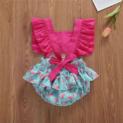 2021 Summer Newborn Baby Girls Rompers Flamingo pineapple Print Sleeveless Backless Jumpsuits 0-24M Baby Clothing