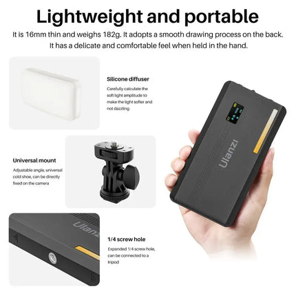 Ulanzi VL200 Led Video Light With Soft Diffuser 360°Ball Head 5000mAh 2500-9000k Fill Panel Lamp Camera Light for Youtube
