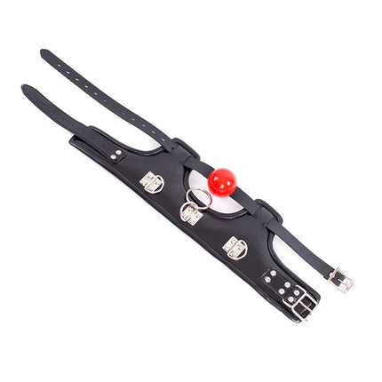 SM Leather Collar With Silicone Open Mouth Ball Gag Slave Neck Restraint Oral Fixation Bdsm Bondage Muzzle Gag Sex Toy For Women