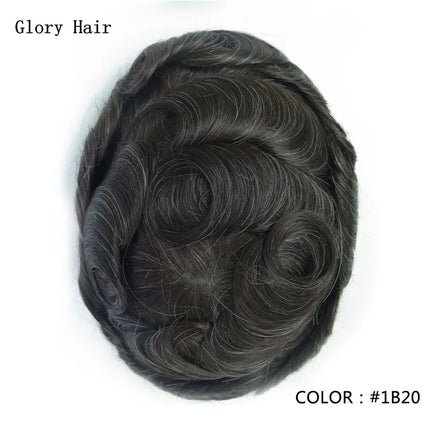 0.12-0.14mm Injected Thin Skin 130%Density Man Hair Prosthesis Human Hair Male Toupee Wig Adult Capillary Prosthesis Hair System