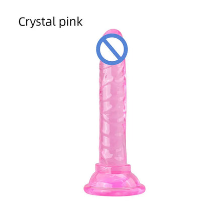 Realistic Dildo Anal Masturbator Sex Toy for Couples Crystal Jelly Dildo Suction Cup Penis Thrusting Dildo Phallus for Women Gay