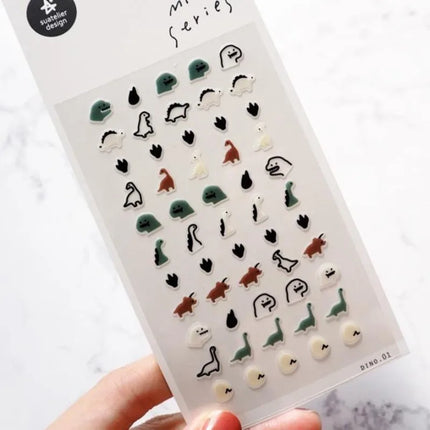Suatelier Mini Stickers Korean Cartoon Dinosaur Animal Scrapbooking DIY Nail Sticker Junk Journal Diary Decor Craft Supplies